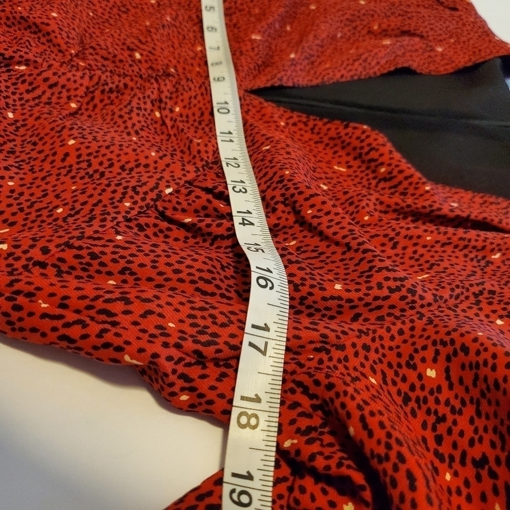 Zara Print Ruched Deep V-Neck Dress Sz L - Picture 5 of 8